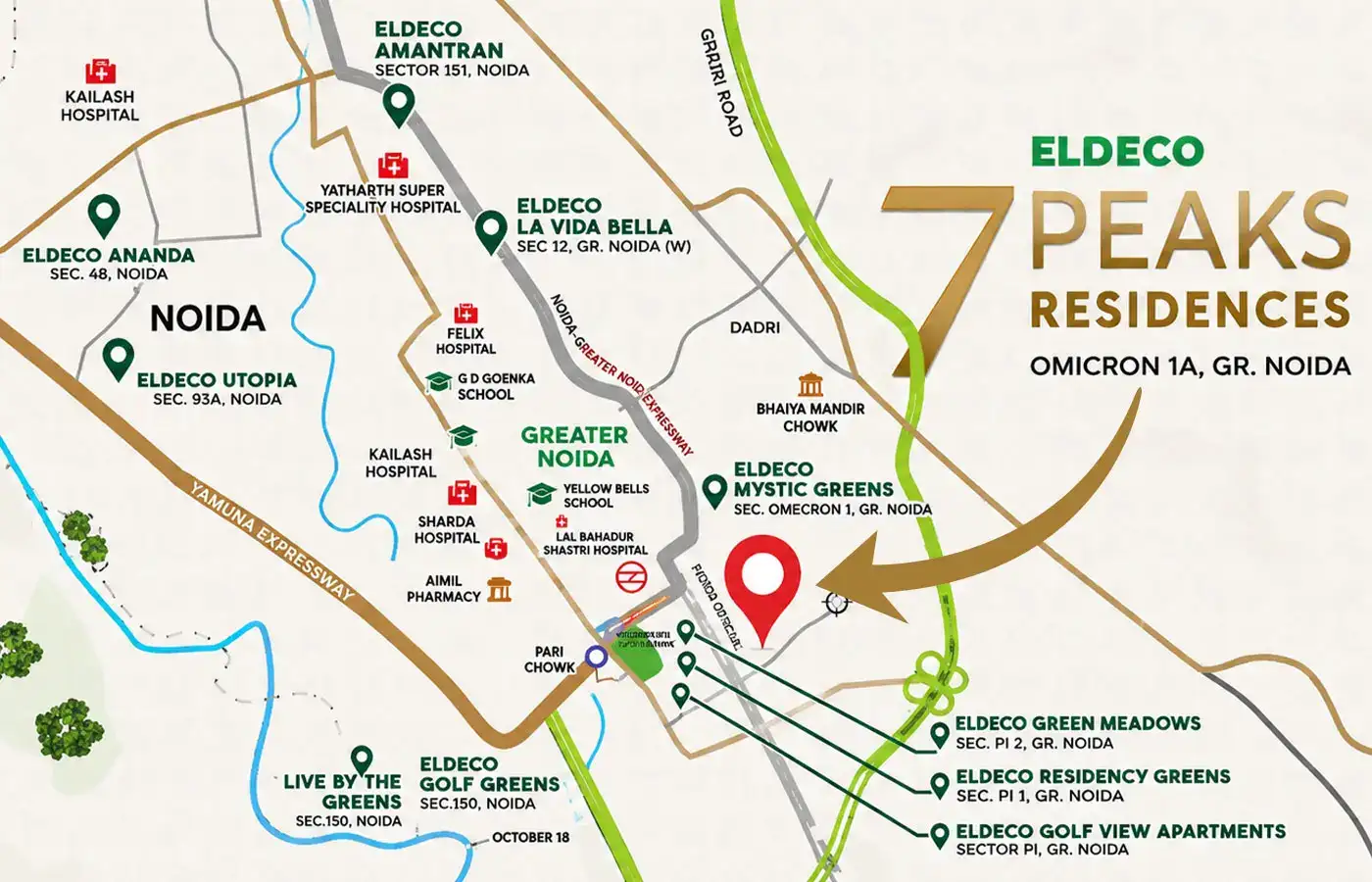 Eldeco 7 Peaks Residences Location Map